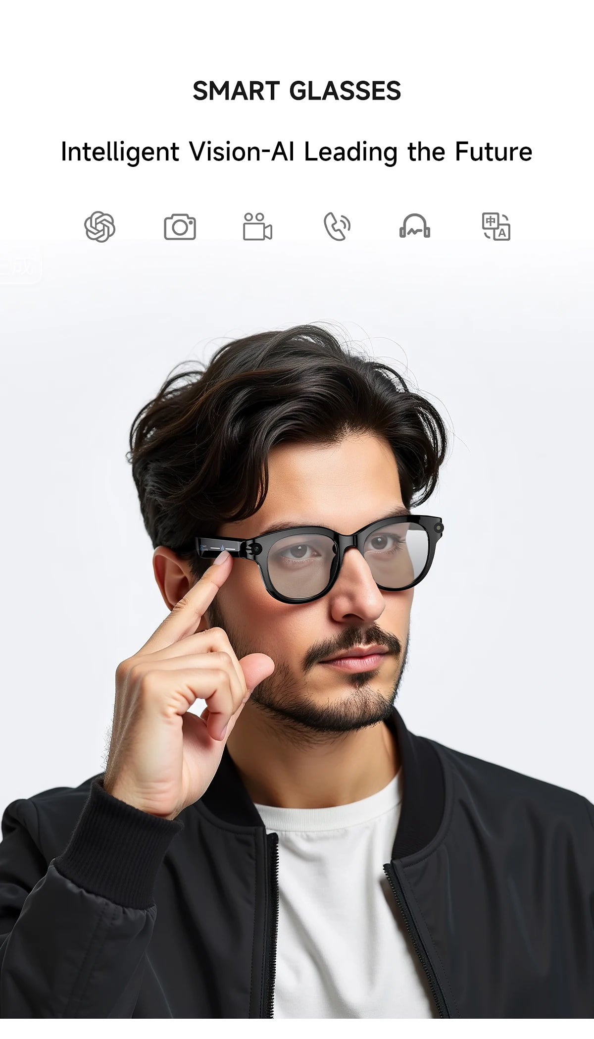 SENBONO AI Smart Glasses for Men Women 200W HD Camera 1080P 4K Video AI Voice Assistant Translation Music Playback Sunglasses