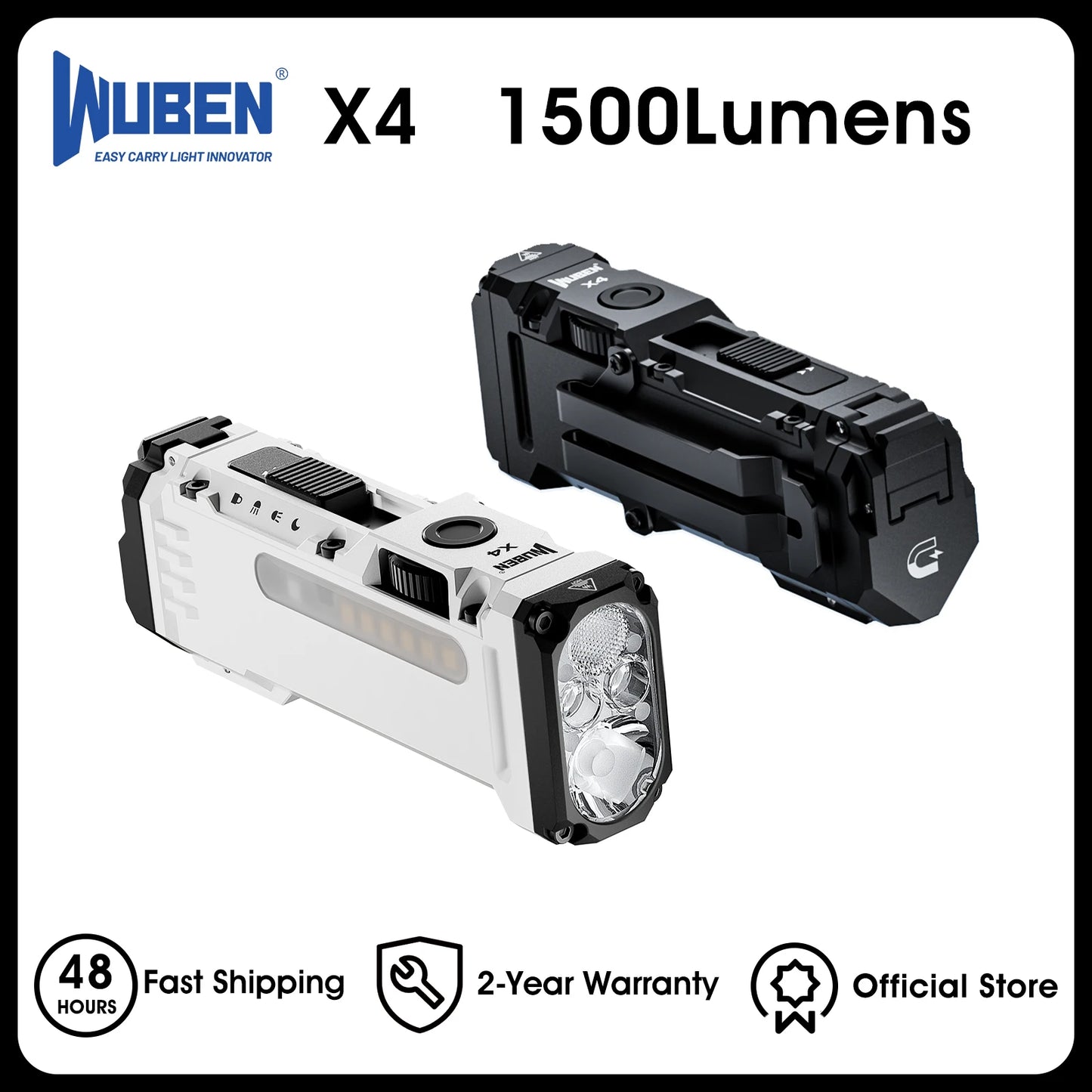 WUBEN X4 EDC Flat Flashlight With RGB 1600 Lumens IP68