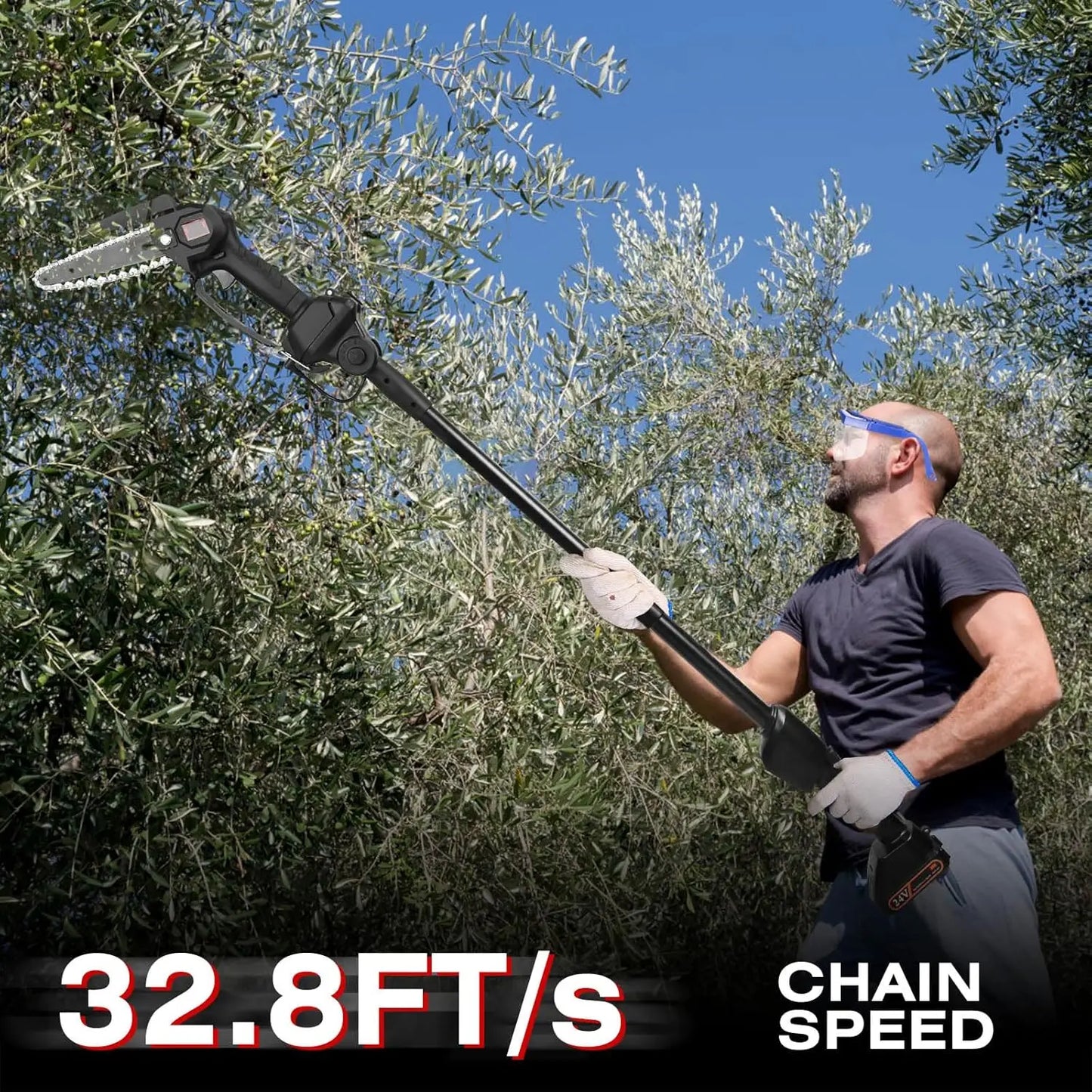 High-branch Handheld Saw Mini Electric Rechargeable Lithium Battery Single-hand Saw Pruning Felling 2-in-1 Cordless Pole Saw