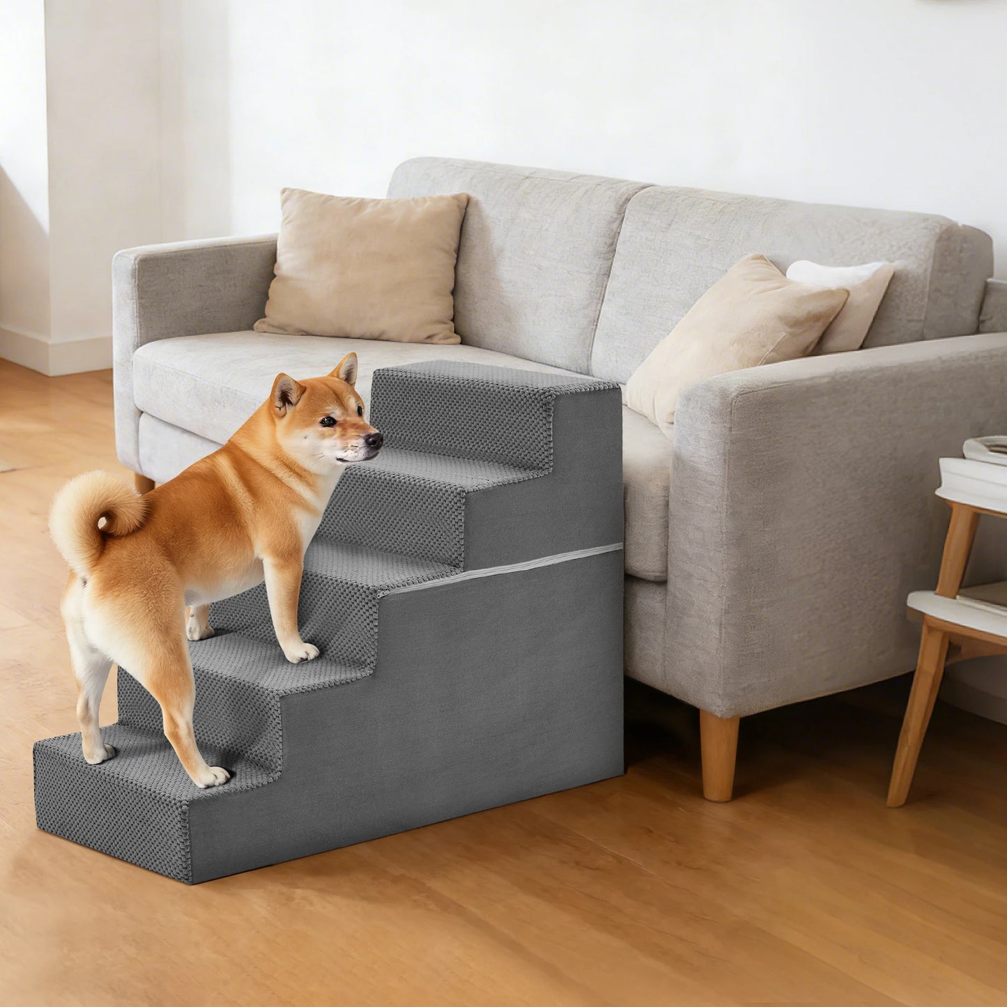 JHK Right Angled Foam Dog Stairs Ramp for Small Dogs
