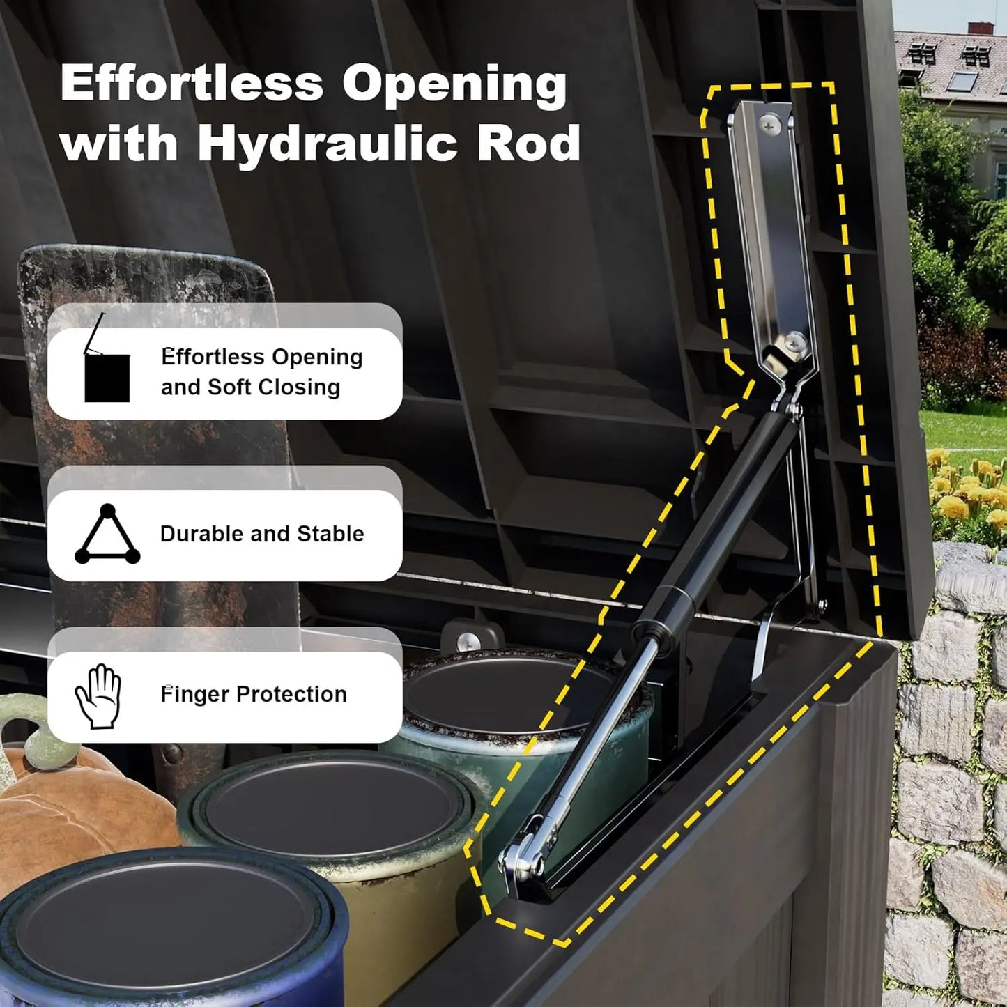 180 Gallon Waterproof Outdoor Storage Box, Lockable Deck Chest for Patio Cushions & Garden Tools, UV-Resistant