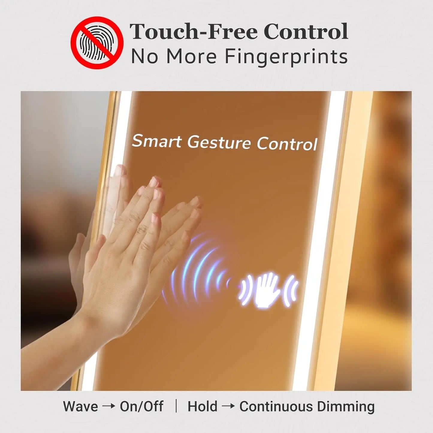 63x20 Inch Smart Mirror with Touch-Free Gesture Control, Adjustable LED Lighting, Shatterproof Frame for Bathroom or Gym
