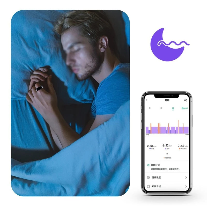 Smart Ring Health Monitor With Bluetooth Heart Rate Blood Pressure