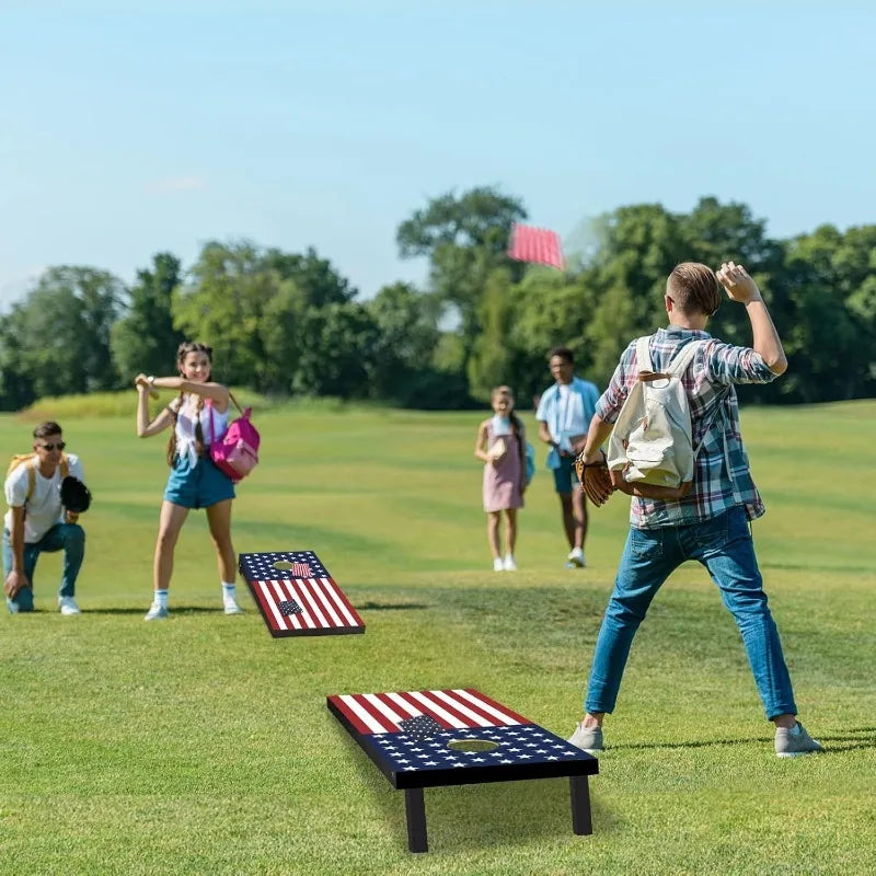 Wood Cornhole Boards Set, Indoor & Outdoor Corn Hole Games for Adults Kids, Corn Hole Sets with Carry Case & 8 Bean Bags
