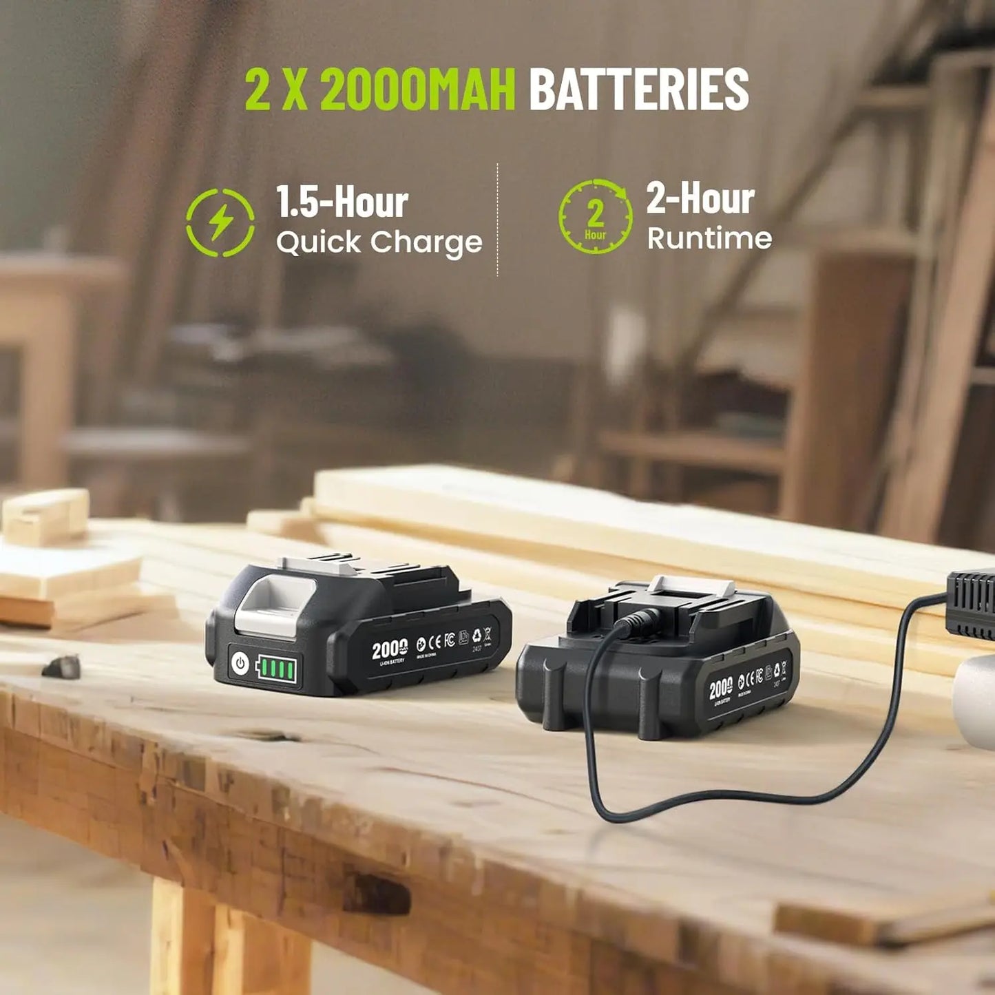 Brushless 21V Cordless Impact Driver Kit With 2.0Ah Battery