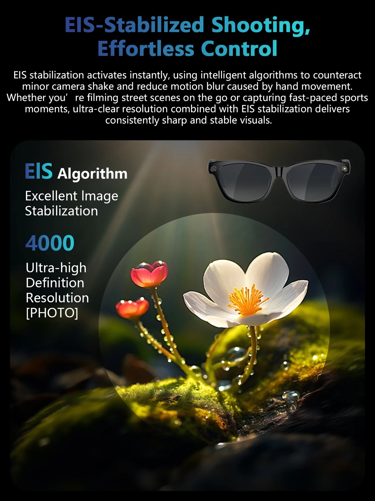 Blackview BV100 AI Smart glasses 800W Pixels 2K HD Camera Bluetooth Call Voice Assistant Translation Speakers&Mic Sunglasses