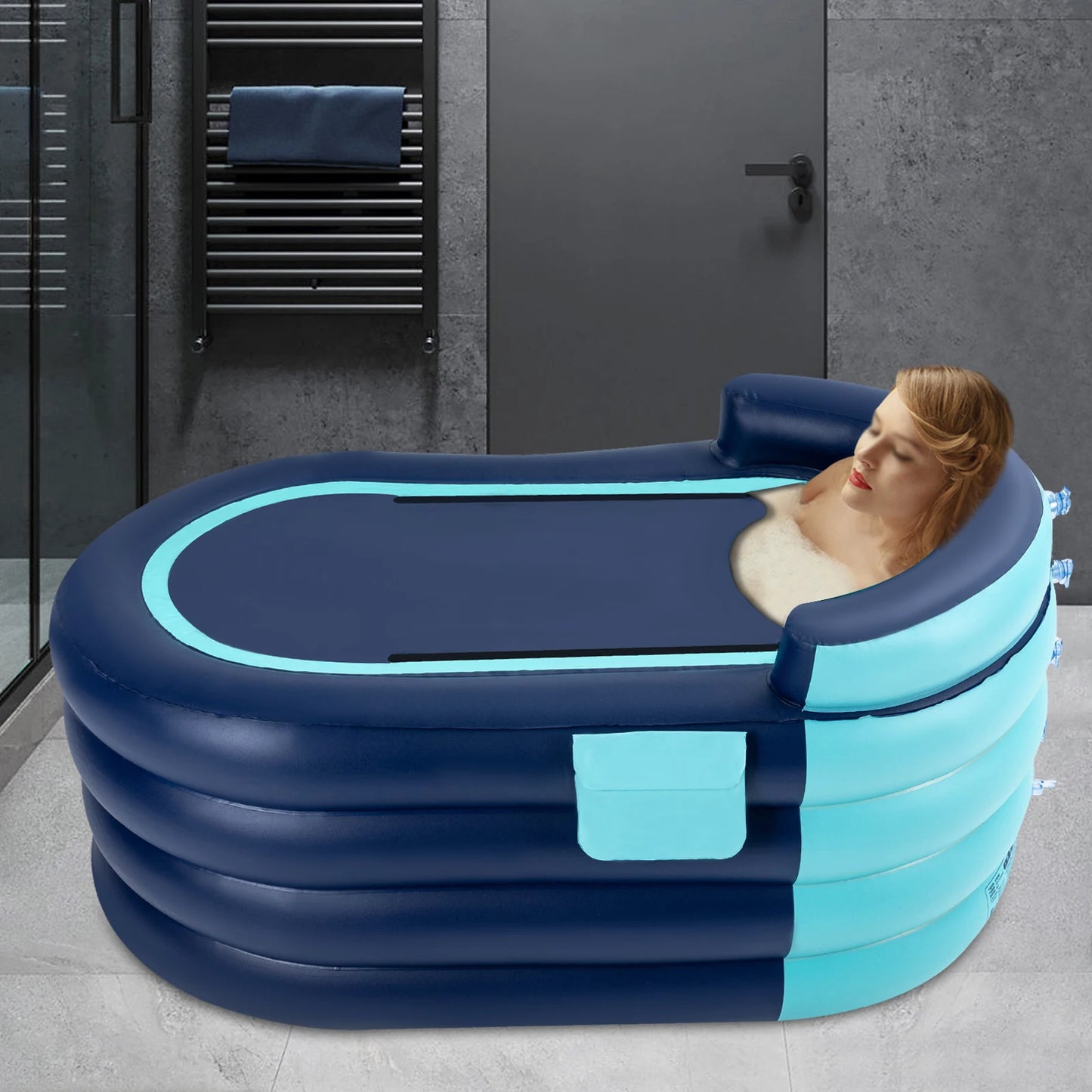 Inflatable Portable Bathtub For Adults With Wireless Air Pump And Cover