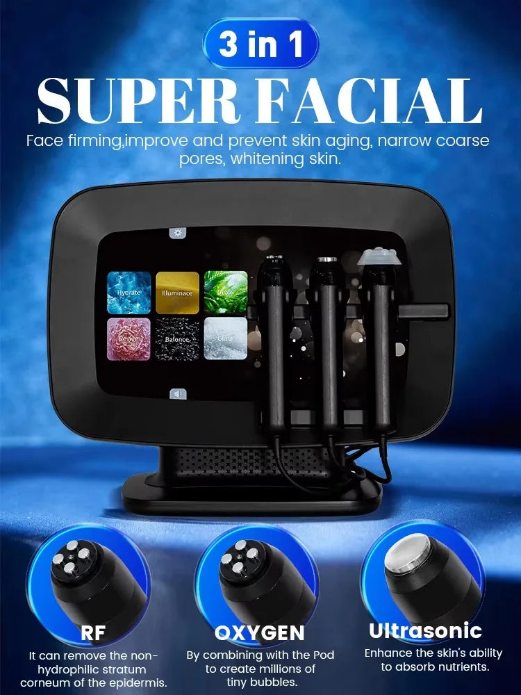 High Quality 3 in 1 CO2 Bubble Oxygenation Pods Facial Skin Care Skin Tightening Oxygen Jet Therapy Machine