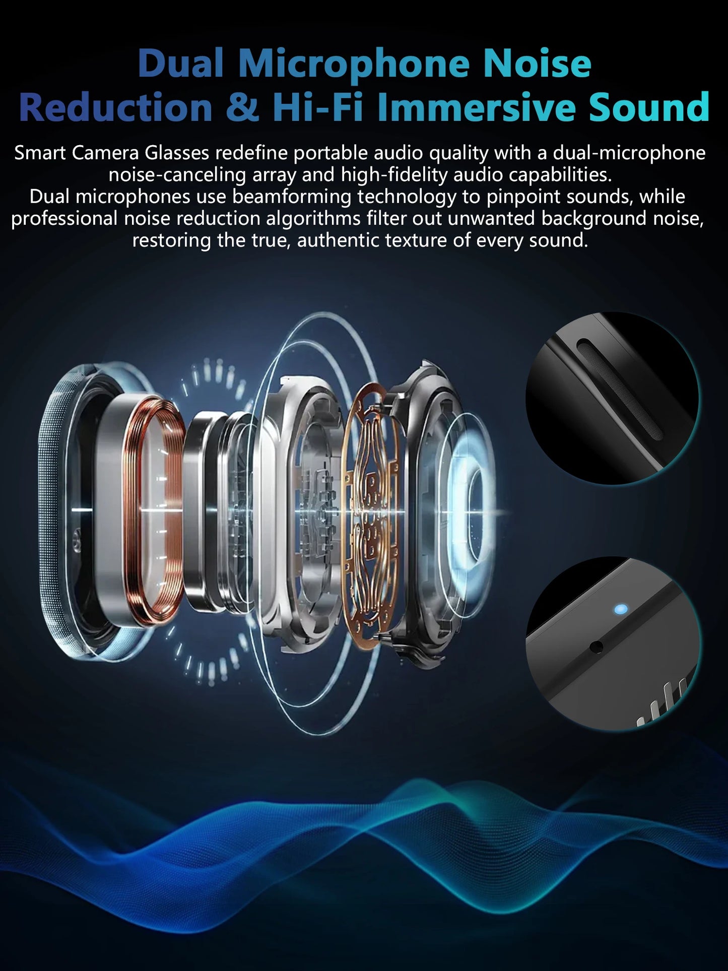 Blackview BV100 AI Smart glasses 800W Pixels 2K HD Camera Bluetooth Call Voice Assistant Translation Speakers&Mic Sunglasses