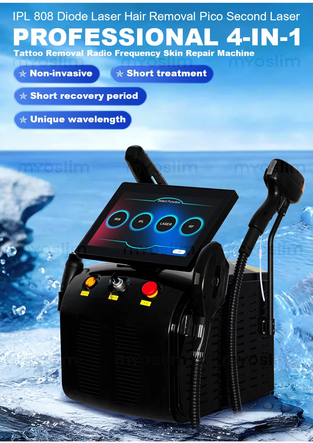 4 in 1 4000w Soprano Titanium Ice Platinum Diode 755 808 1064nm 4 Wavelength ND:YAG Laser Painless Hair Removal Machine