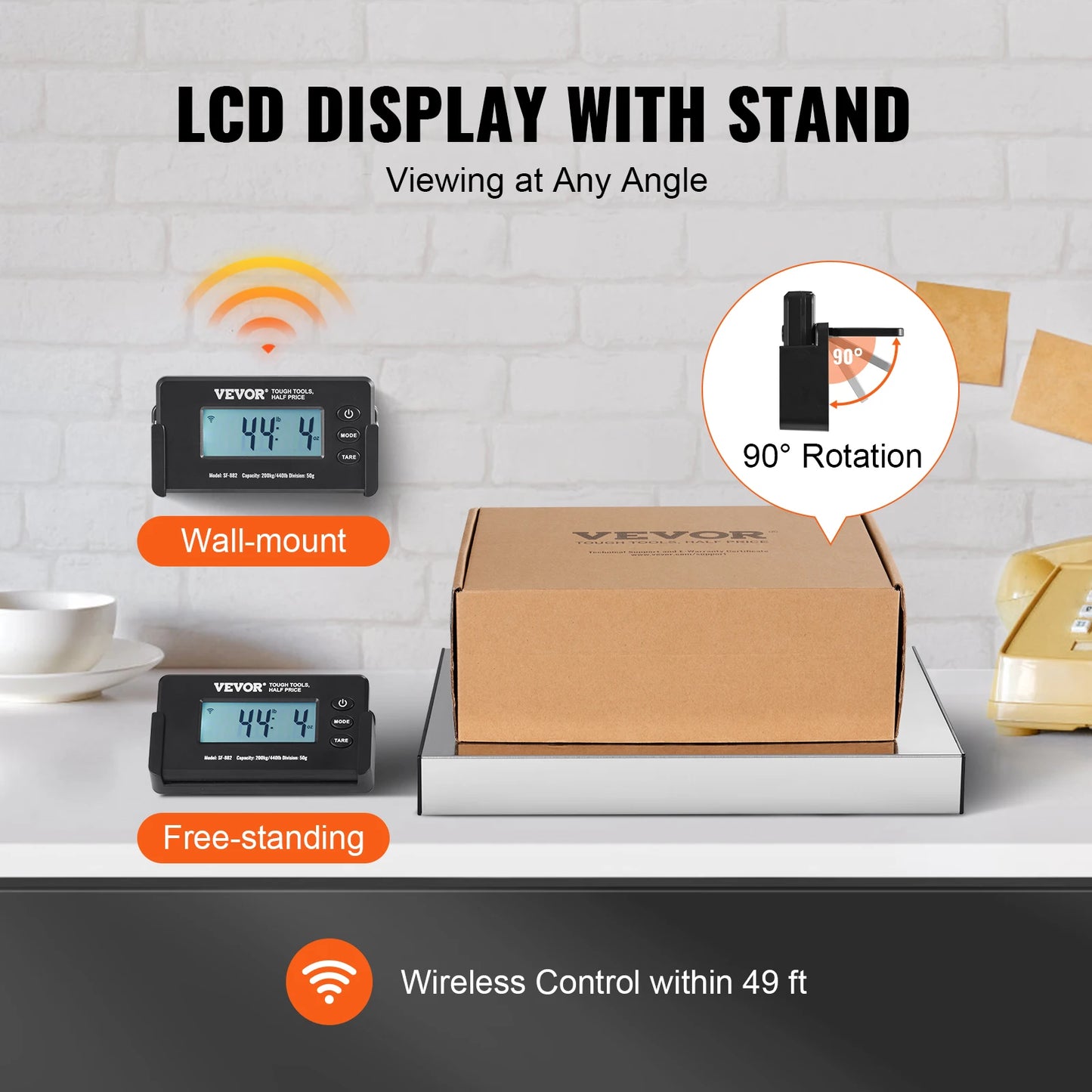 SucceBuy Split Type Digital Shipping Scale Postal Mailing Weighing Scale with HD LCD Screen Timer for Luggage Home Post Office