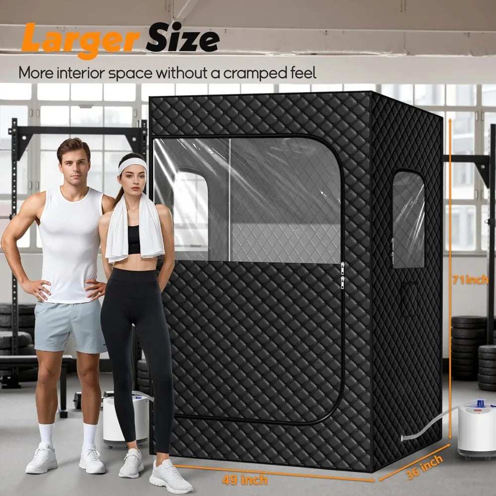 Two Person Portable Steam Sauna With Dual 1200W Steamers And Remote Control