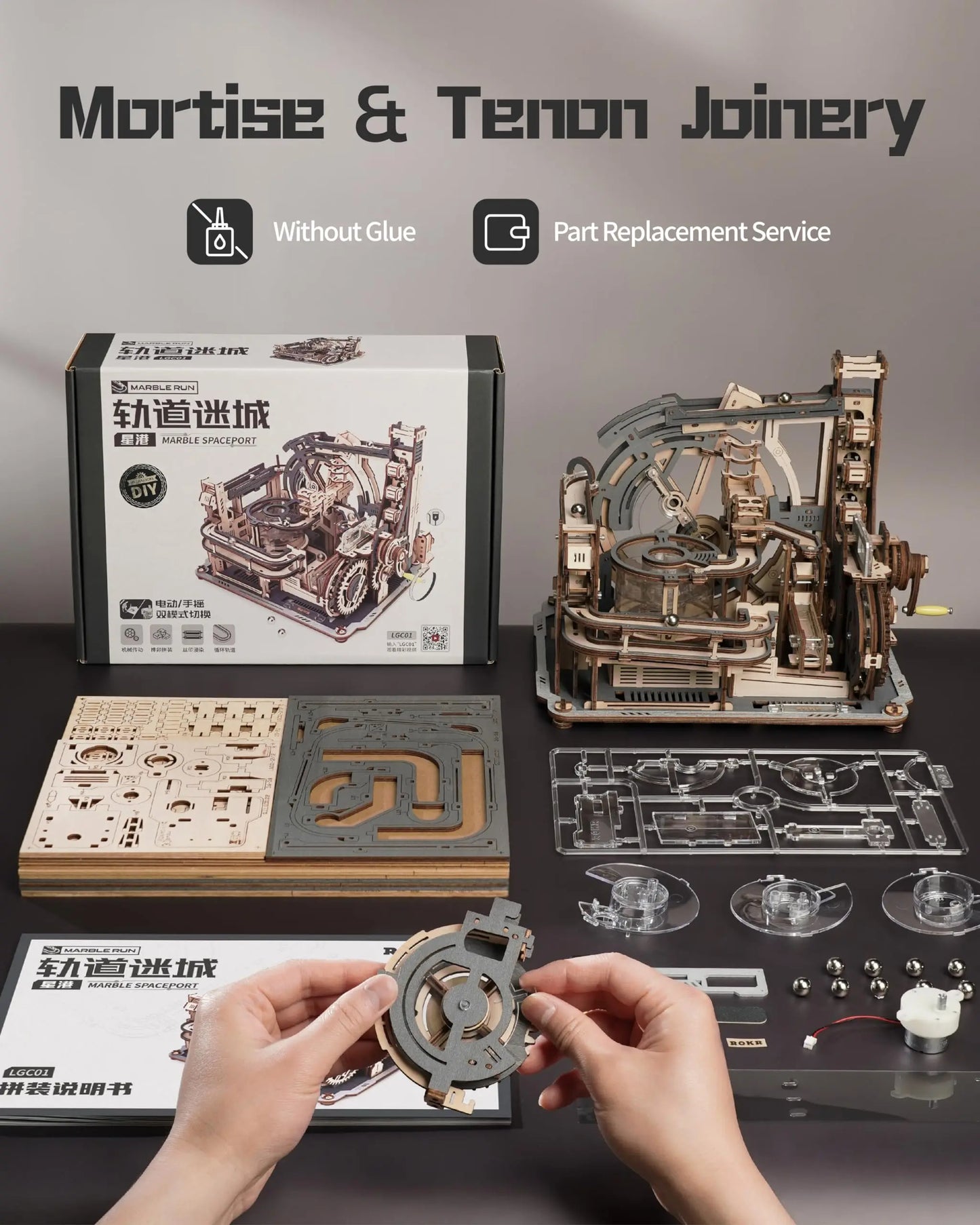 Robotime Rokr Electric Marble Run With Light 3D Puzzle
