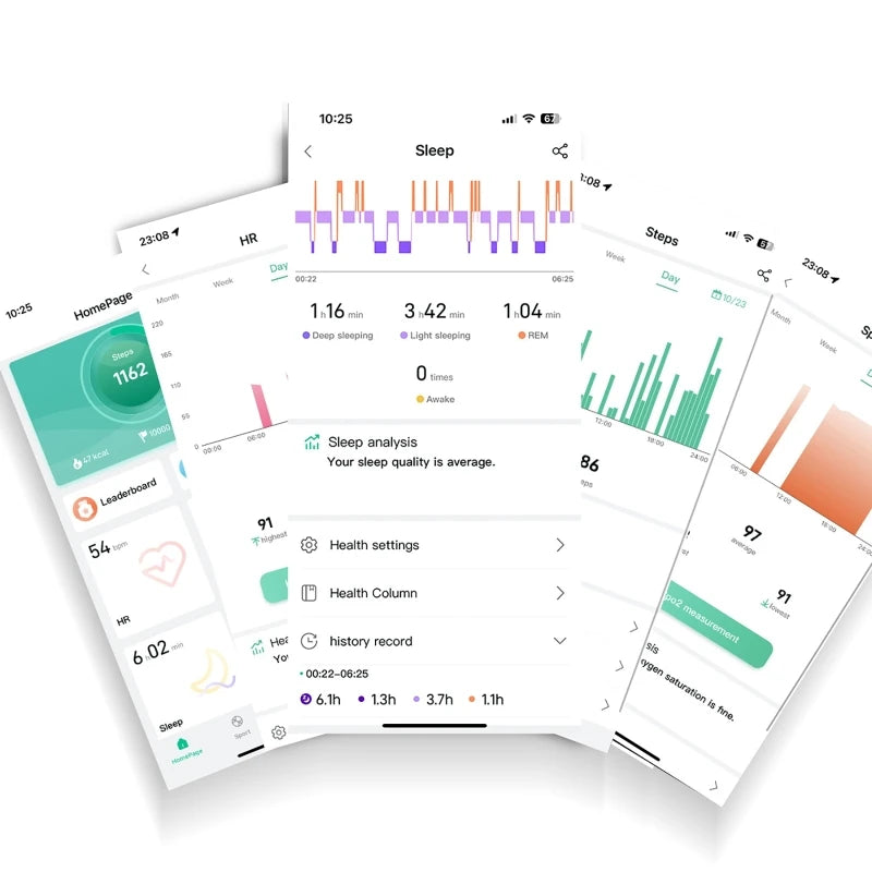 Smart Ring Health Monitor With Bluetooth Heart Rate Blood Pressure