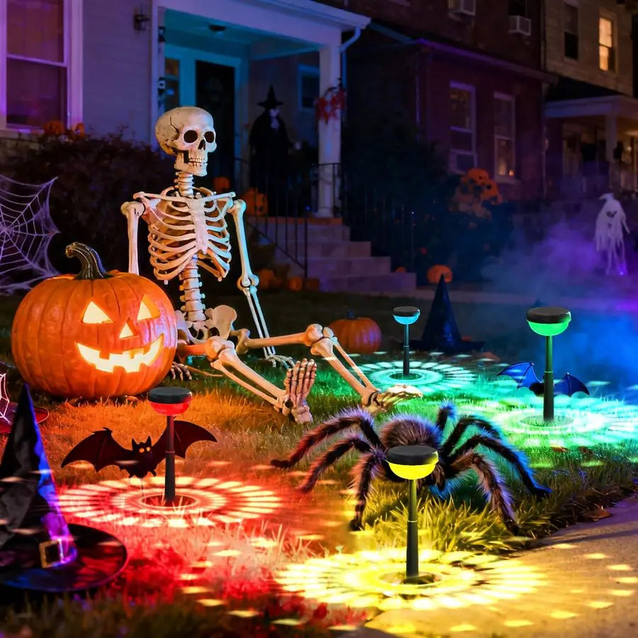 Color Changing Solar Lights Outdoor, Auto ON Off 3000K White Light amp RGB LED Solar Garden Lights, Halloween Christmas Landscap
