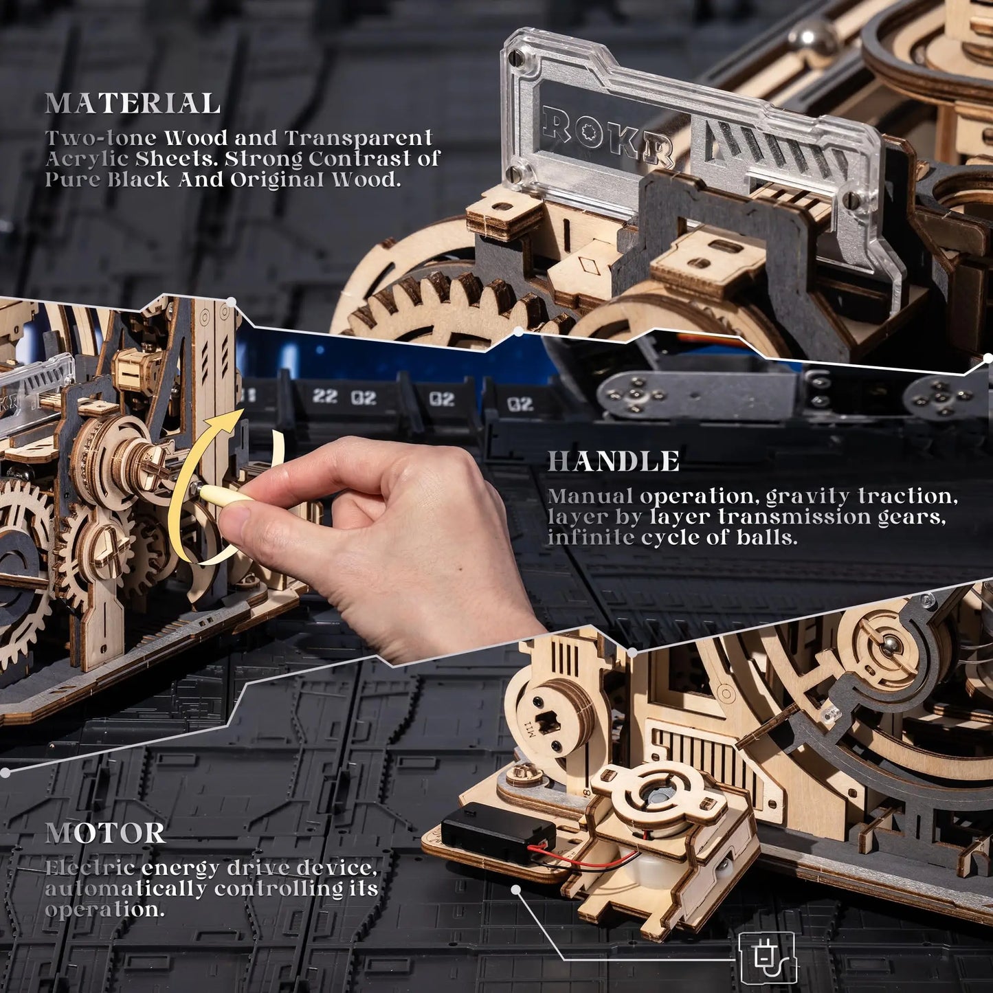 Robotime Rokr Electric Marble Run With Light 3D Puzzle