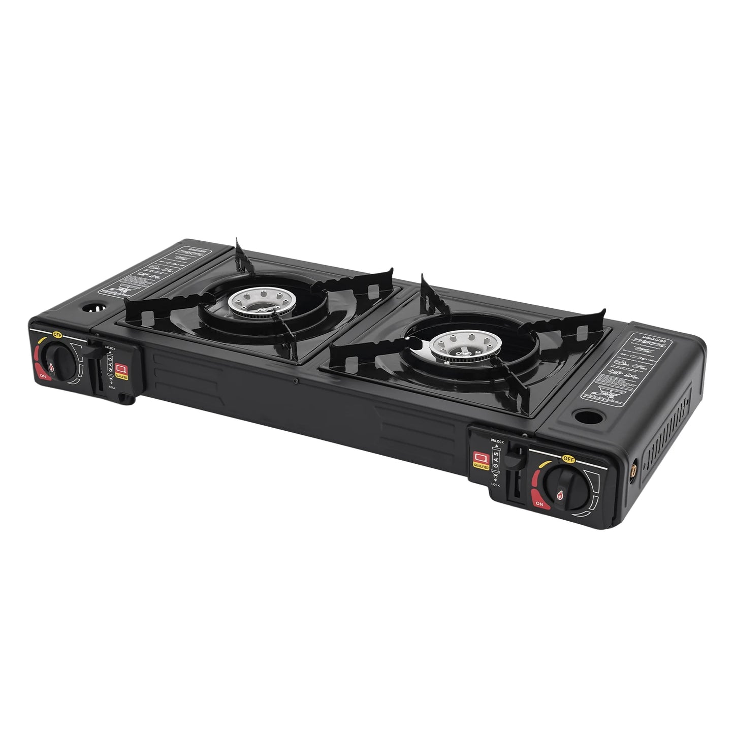 2 Burners Portable Gas Stove with Piezo Ignition and Carrying Case 2x2500W High Power LPG/Butane for Camping Picnics Parties