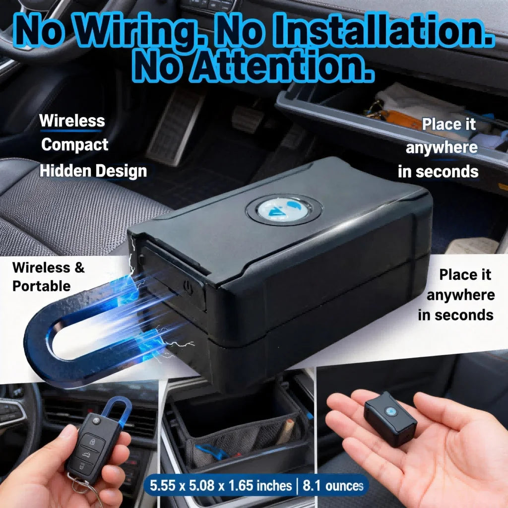 Wireless Car GPS Tracker Anti-Theft, Global Real-Time Vehicle Tracking with IoT SIM, Geo-Fence & Vibration Alarm, 15+ Days