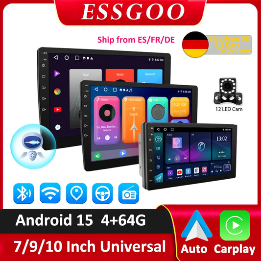 ESSGOO Android Auto Wireless CarPlay Car Stereo With GPS MP5