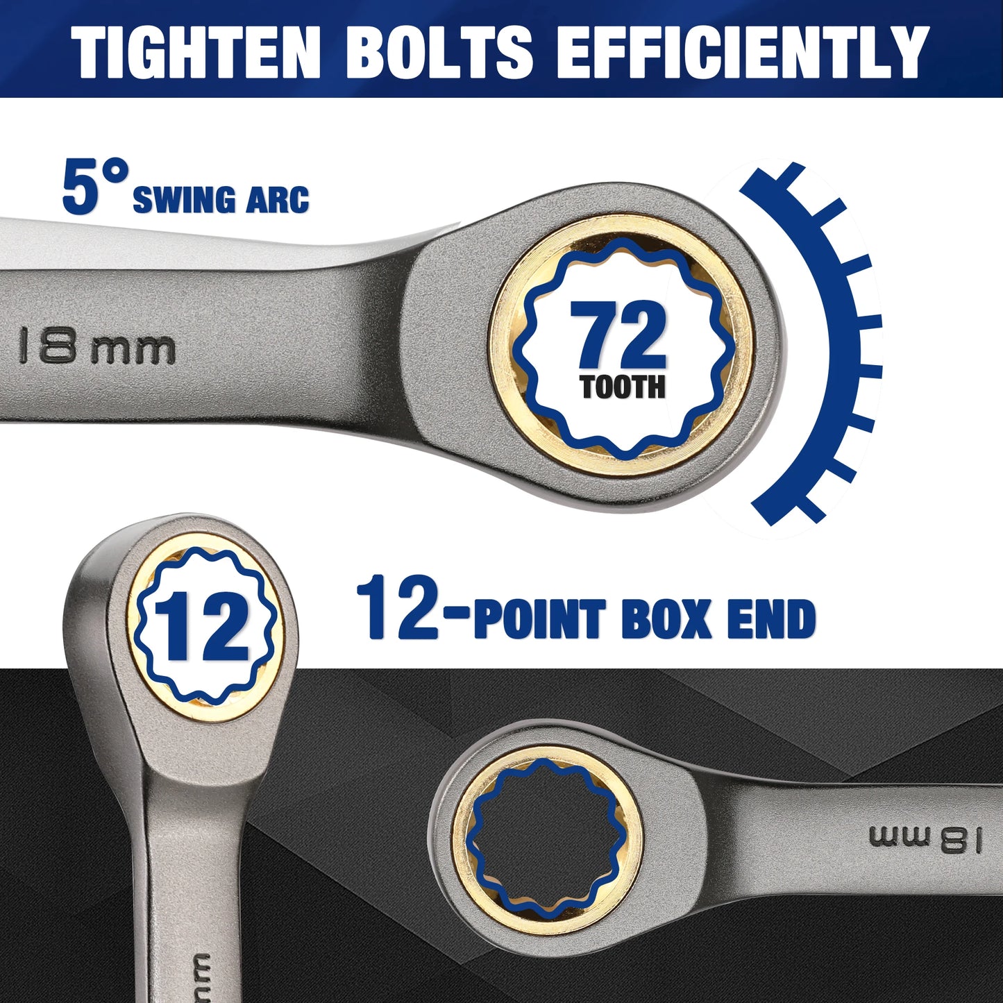 WORKPRO 21pc Ratcheting Wrench Set  with Box ,72 Teeth Wrench with Box, Wrench Repair  Tool Set