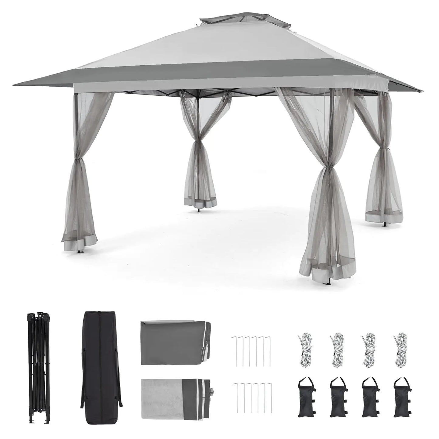 13x13 Pop Up Gazebo with Mosquito Netting, Easy 1-Person Setup, Water-Resistant Backyard Canopy for Family Patio, Customized