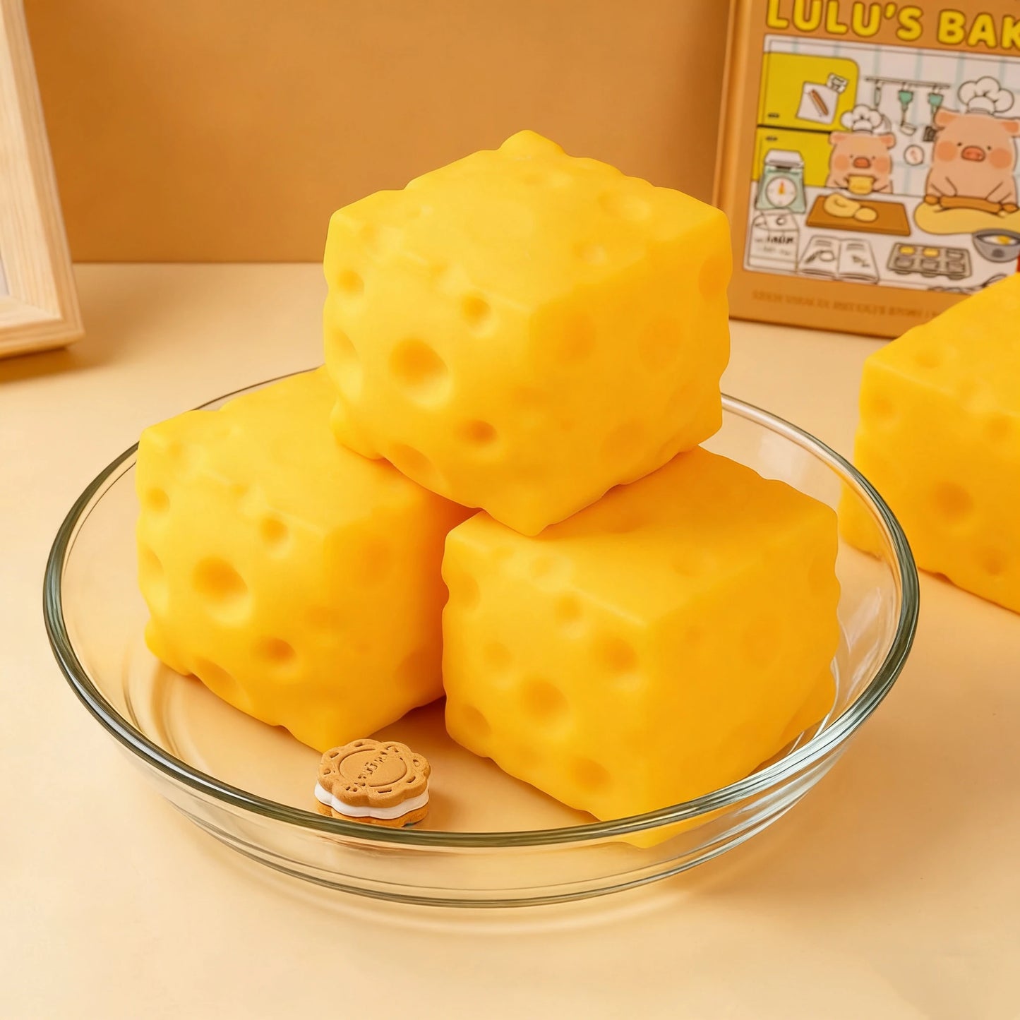 LISM Squishy Square Cheese Toy Slow Rebound Stress Relief Fidget