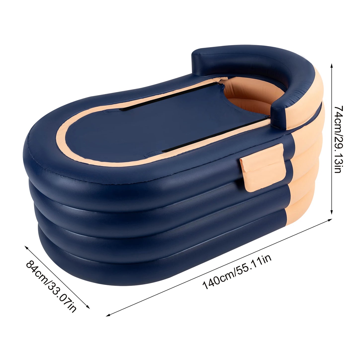 Inflatable Portable Bathtub For Adults With Wireless Air Pump And Cover