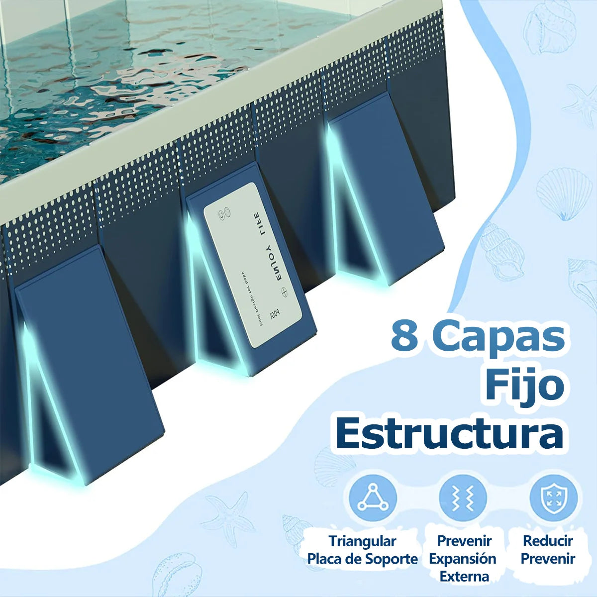 Foldable Large Rectangular Family Pool Non Inflatable Easy Setup Outdoor