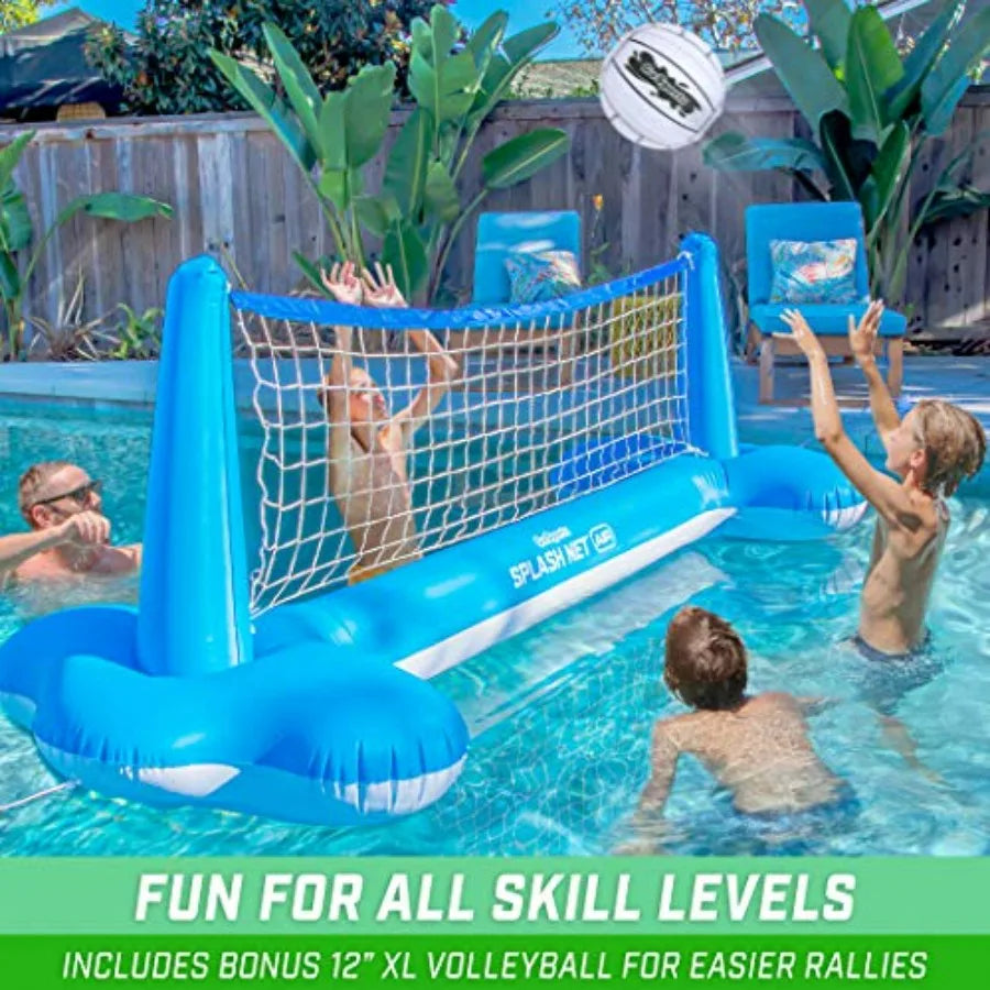 GoSports Splash Net Air Inflatable Pool Volleyball Game with Floating Net Water Volleyballs and Ball Pump for Outdoor Pool Use