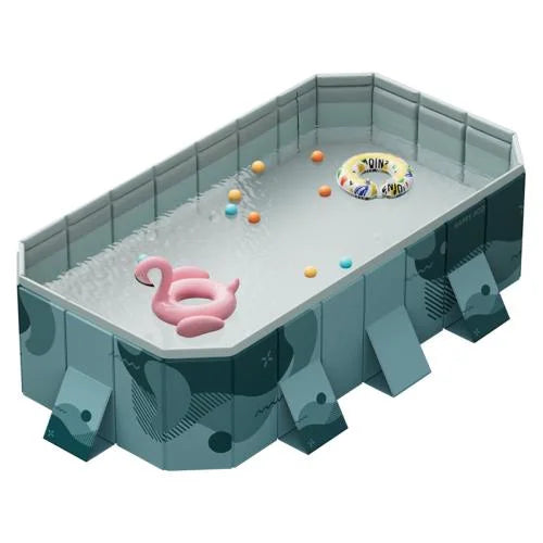Foldable Large Rectangular Family Pool Non Inflatable Easy Setup Outdoor