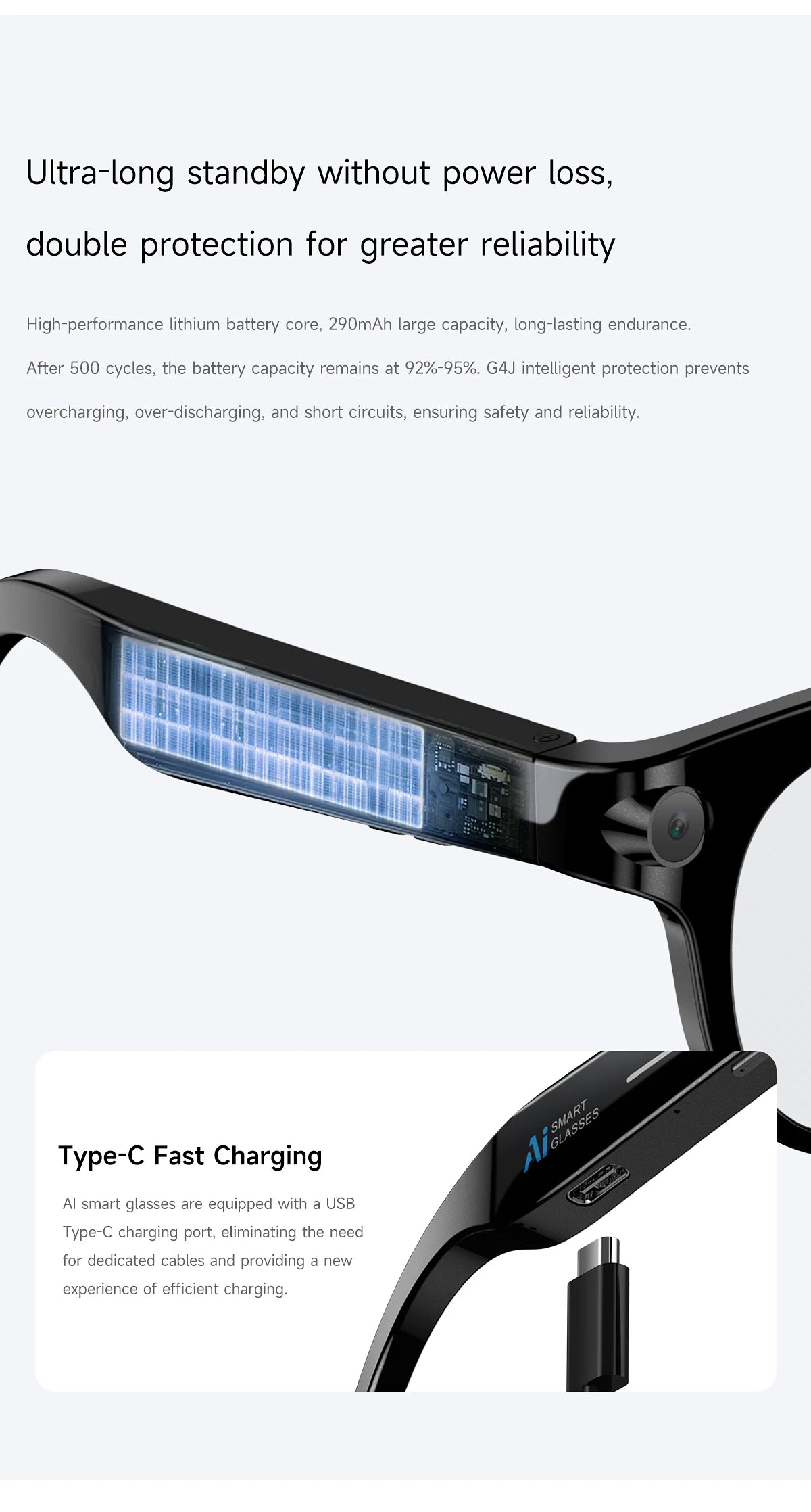 SENBONO AI Smart Glasses for Men Women 200W HD Camera 1080P 4K Video AI Voice Assistant Translation Music Playback Sunglasses