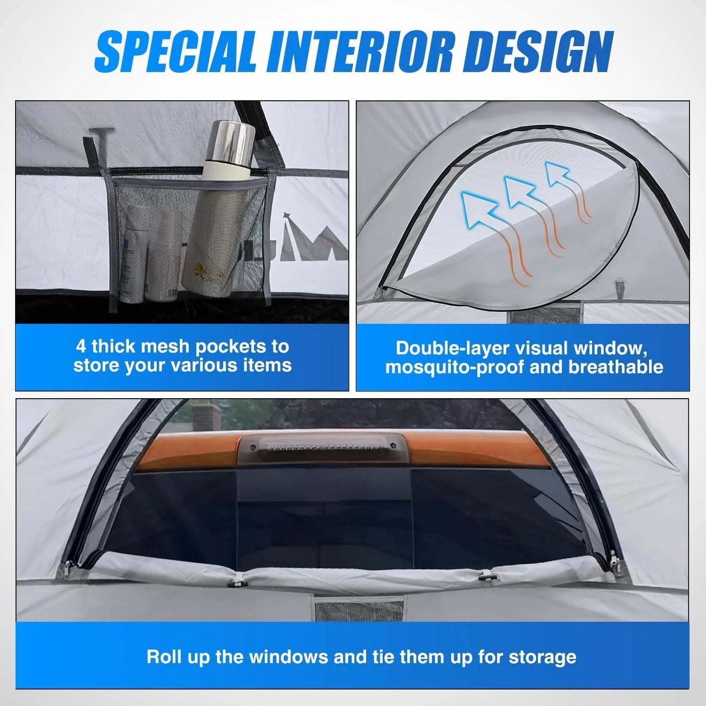 Truck Bed Tent for Two, Waterproof PU2000mm, Durable Aluminum Poles