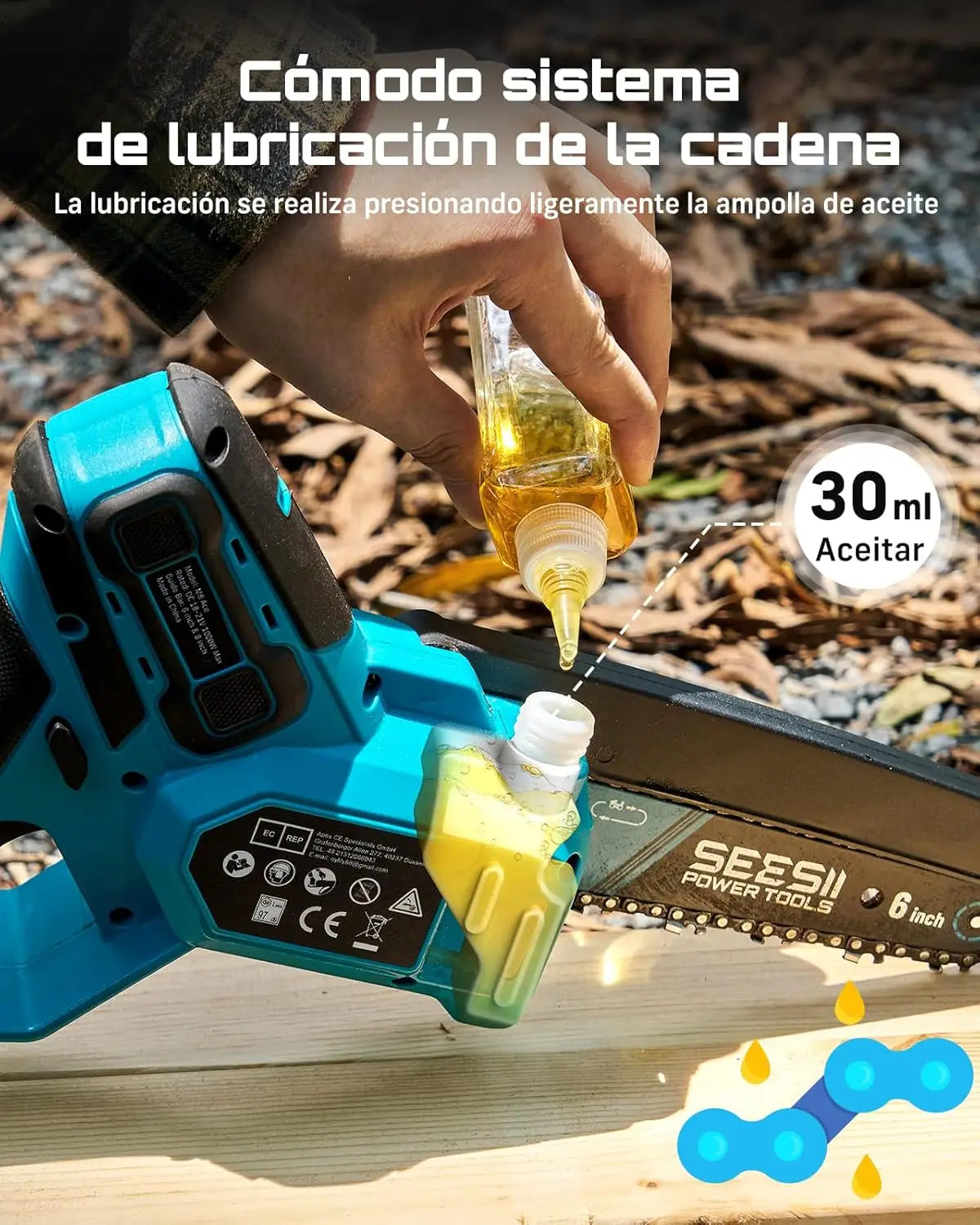 Seesii 1000W 6&8''Brushless Electric Chainsaw Cordless Electric Saw Woodworking Garden Pruning Tools For Makita 18V Battery Pin