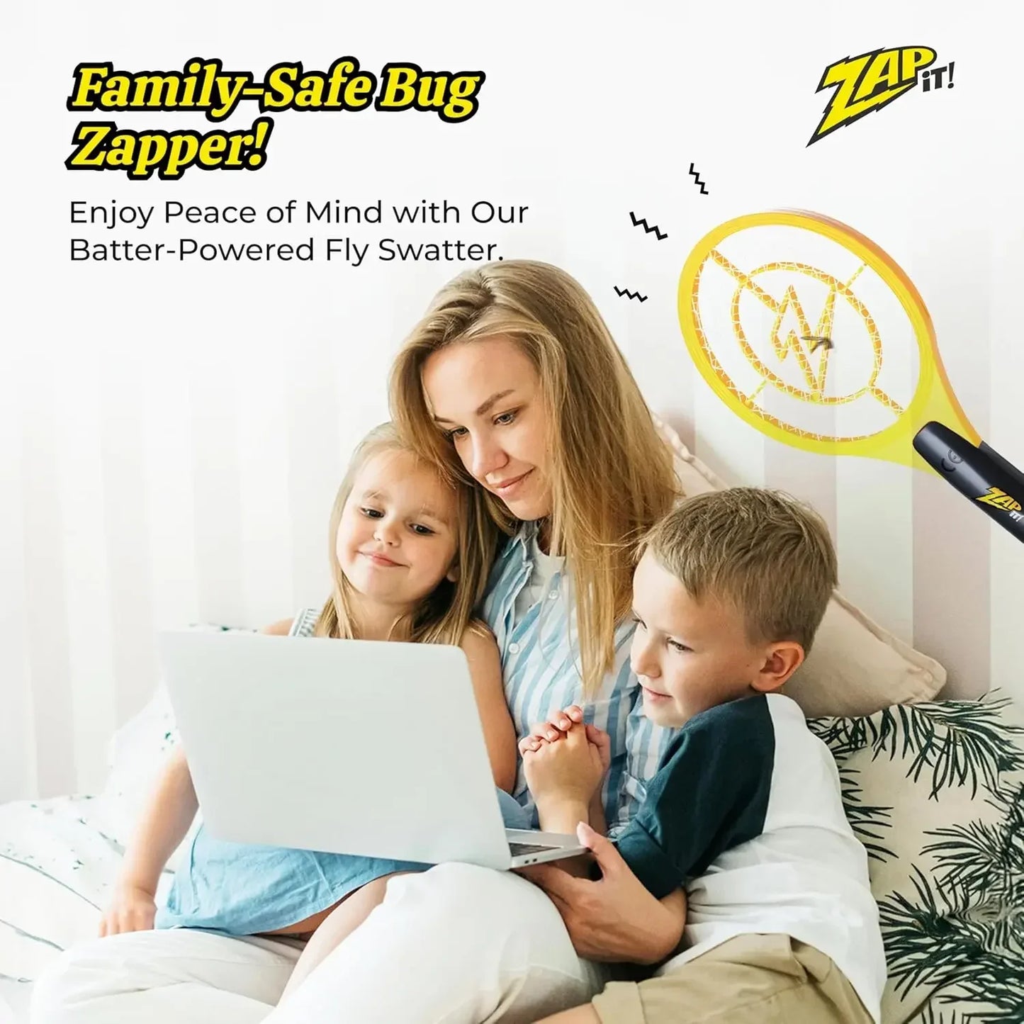 Electric Fly Swatter Racket 3500 Volt Bug Zapper Indoors Outdoors