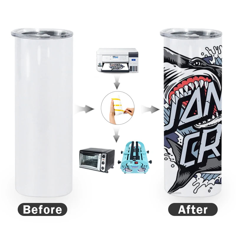25pcs 20oz Sublimation Blank Skinny Tumbler Straight Skinny Tumbler Stainless Steel Insulated Tumblers With Plastic Straws Wang