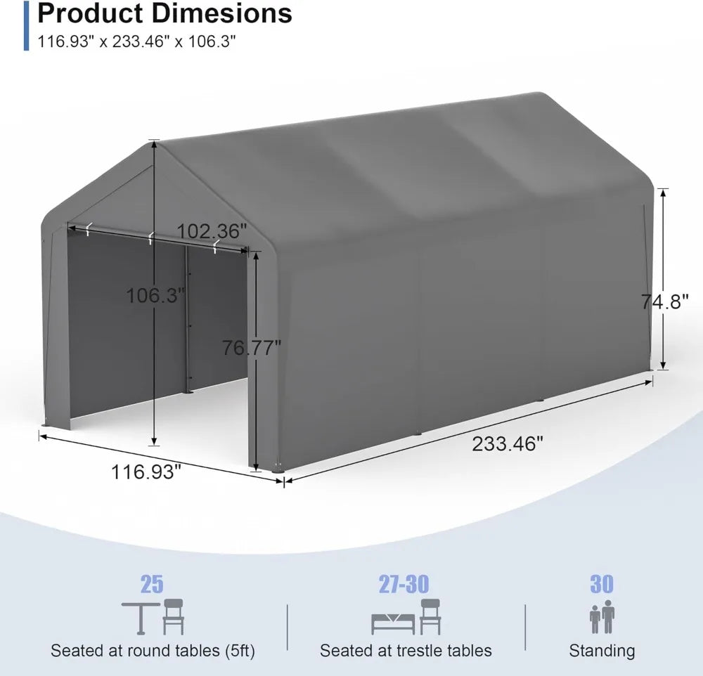 Portable Carport Canopy Tent With Removable Sidewalls Waterproof UV