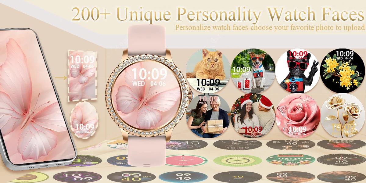 Smart Watch For women - 1.32" Touchscreen Fitness Tracker with Wireless Calls, Music Time Display, Step Counting