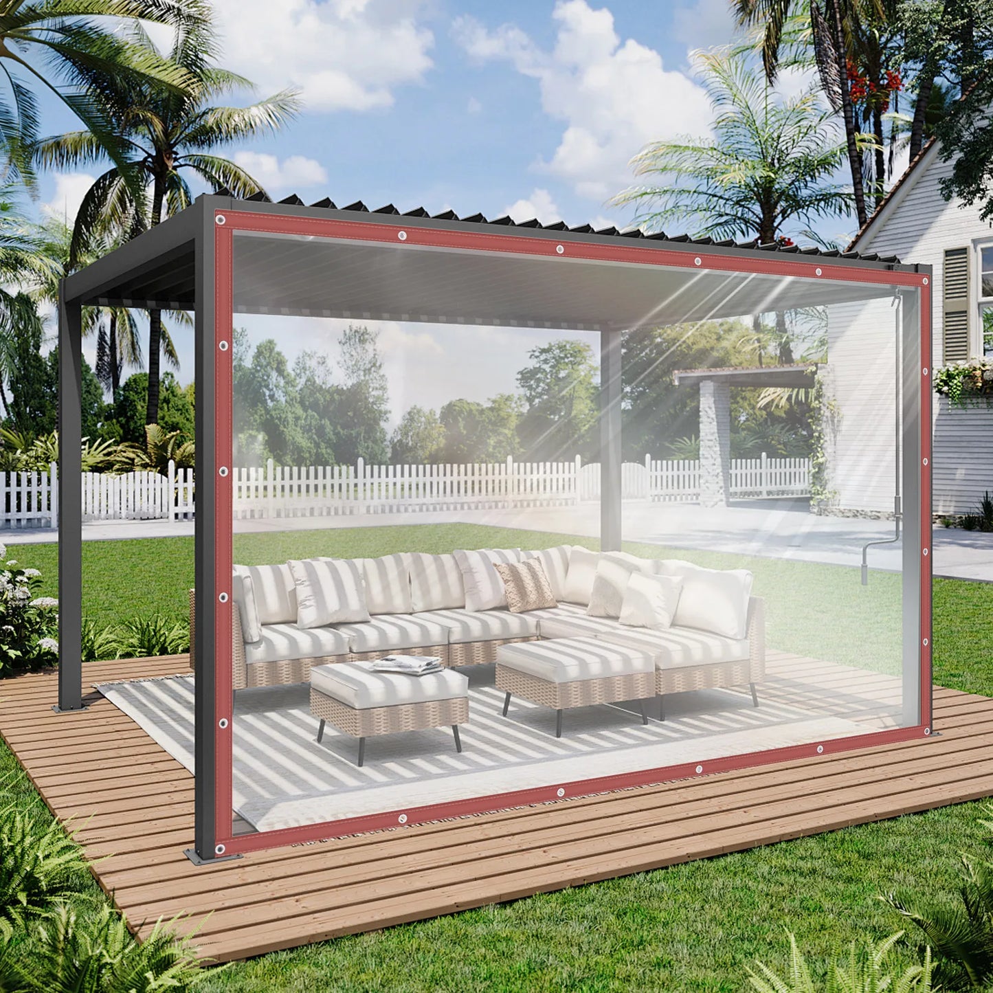 Commercial Grade PVC Awning Canopy Roll Up Patio Enclosure