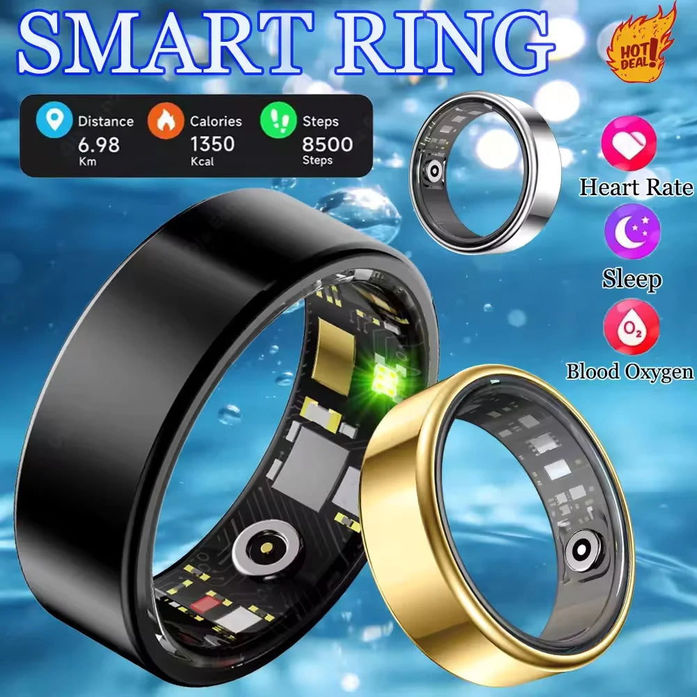 Smart Ring Health Monitor With Bluetooth Heart Rate Blood Pressure