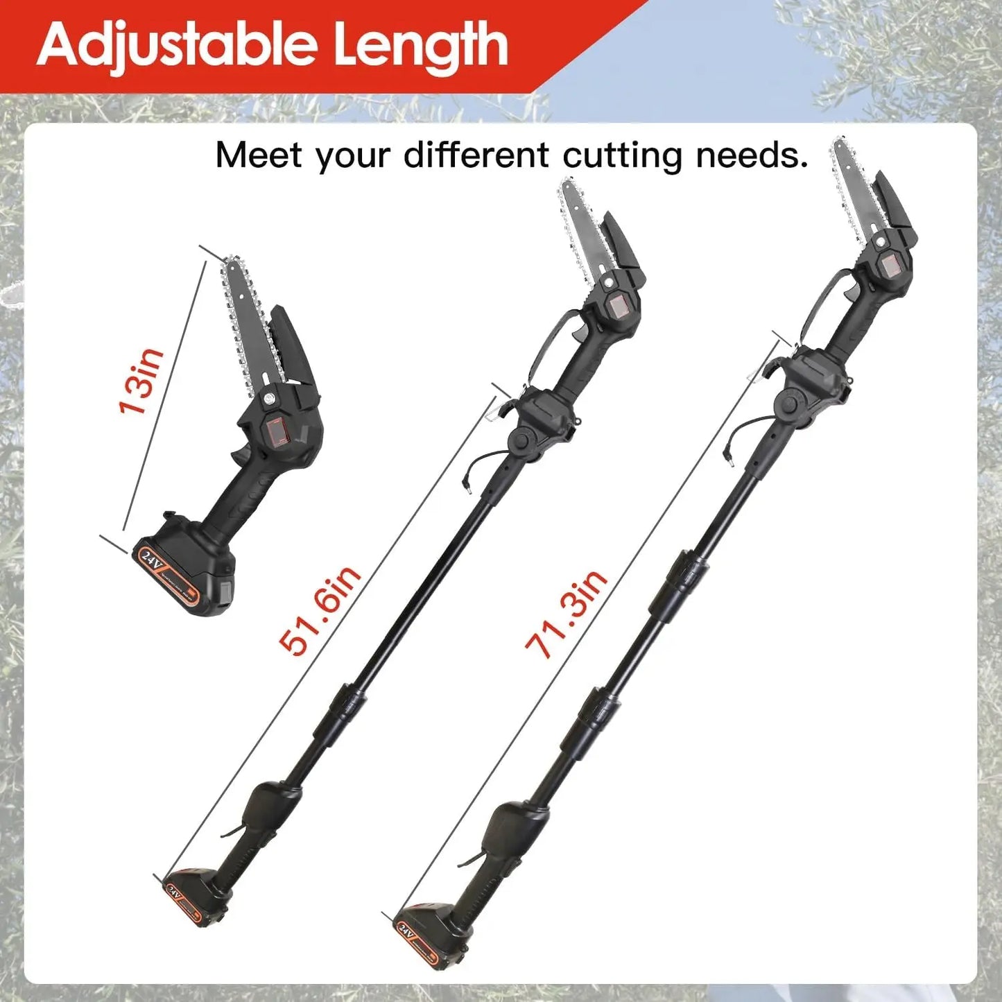 High-branch Handheld Saw Mini Electric Rechargeable Lithium Battery Single-hand Saw Pruning Felling 2-in-1 Cordless Pole Saw