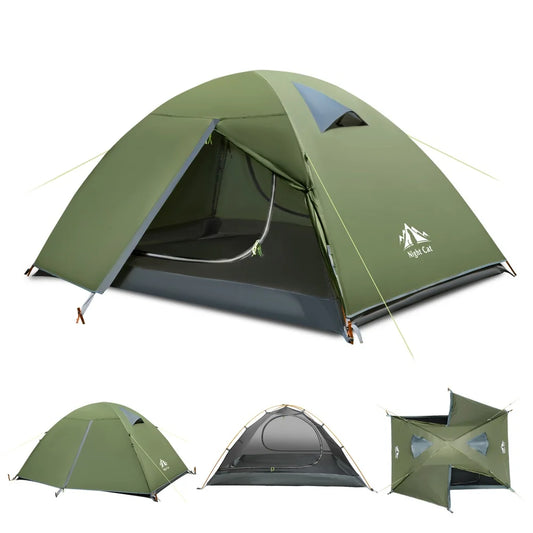 Night Cat Two-Person Backpacking Tent Waterproof With Aluminum Poles
