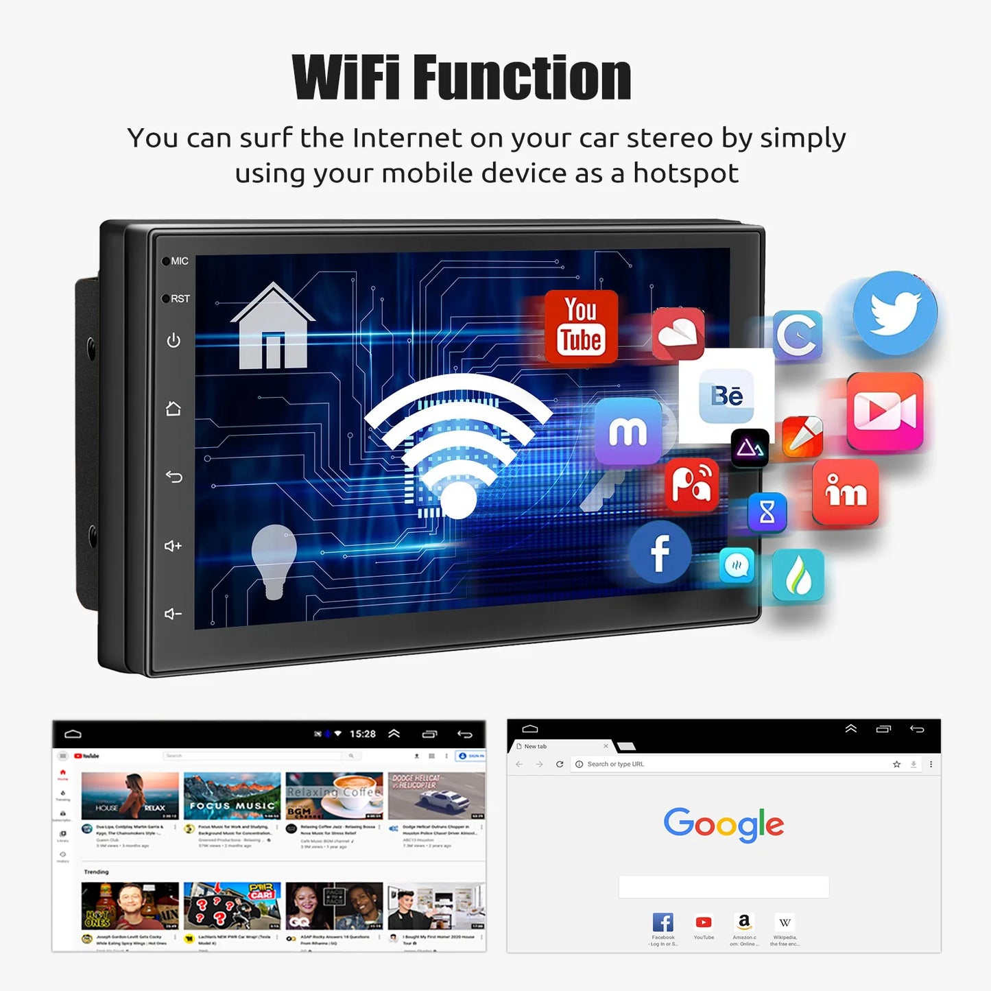 ESSGOO Android Auto Wireless CarPlay Car Stereo With GPS MP5
