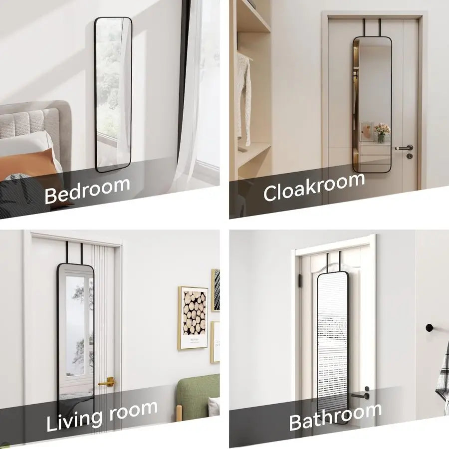 Mirror Rectangle Full Body Length Door Hanging Wall Mounted Metal Aluminum Alloy Frame Dressing Makeup Mirrors for Entryway Bedr