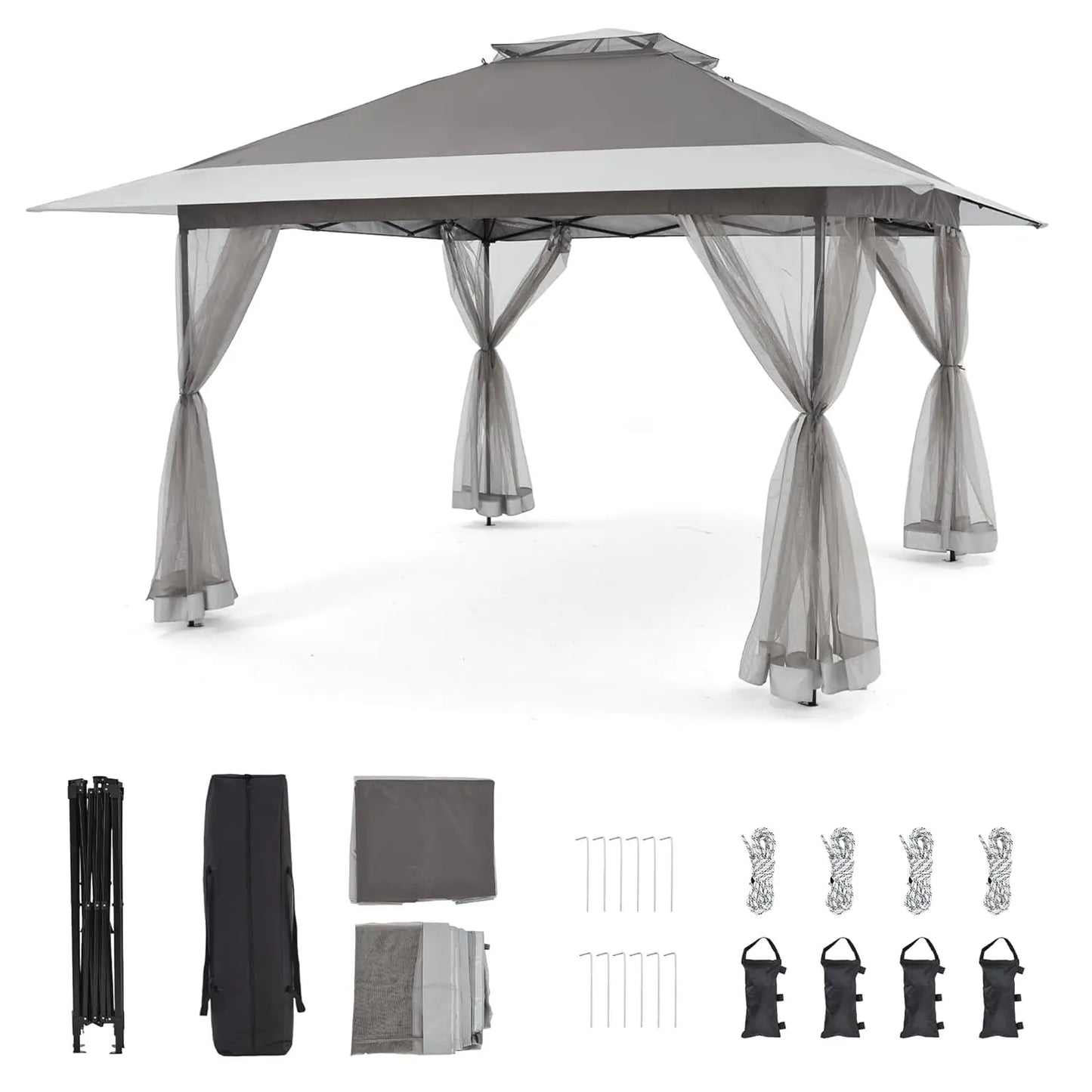 13x13 Pop Up Gazebo with Mosquito Netting, Easy 1-Person Setup, Water-Resistant Backyard Canopy for Family Patio, Customized