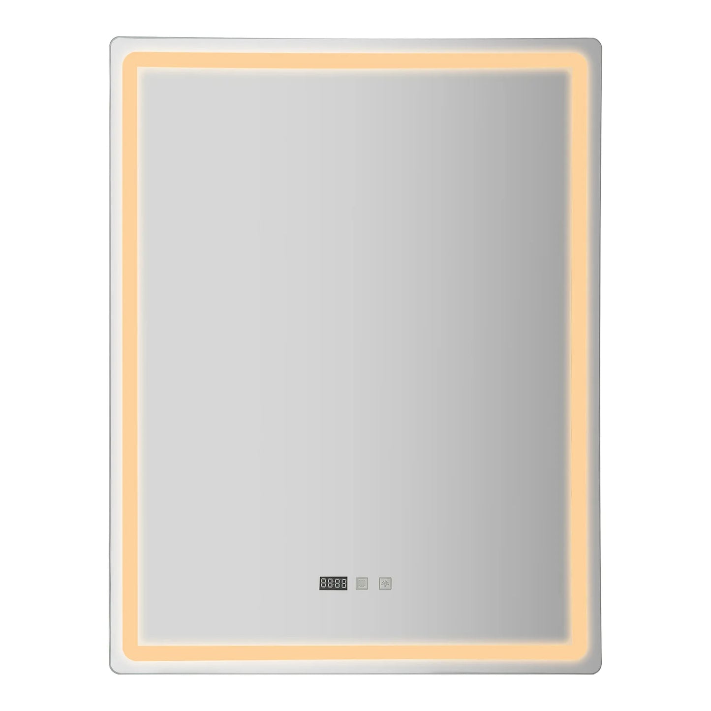 Tri-Color Dimmable LED Bathroom Mirror with Display Demist Touch IP54 Waterproof Wall Mounted Rectangle Makeup Mirror 3 size