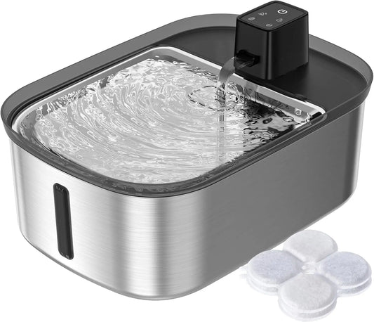 Large Dog Water Fountain With Motion Sensor Stainless Steel