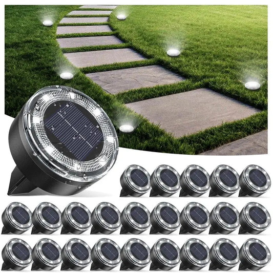 Mini Solar Ground Lights, 24 Pack Solar Lights Outdoor Waterproof, Upgraded LED Flat Landscape Lighting for Outside Pathway Gard