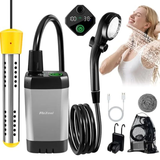 Portable Camping Shower With 2000W AutoOff Heater Four Modes