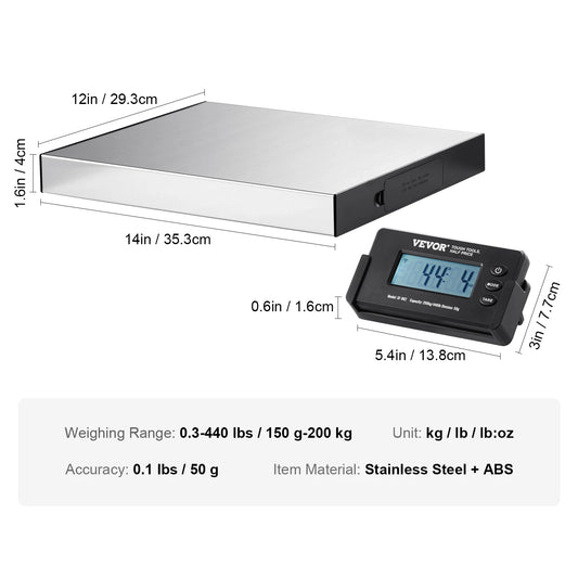 SucceBuy Split Type Digital Shipping Scale Postal Mailing Weighing Scale with HD LCD Screen Timer for Luggage Home Post Office