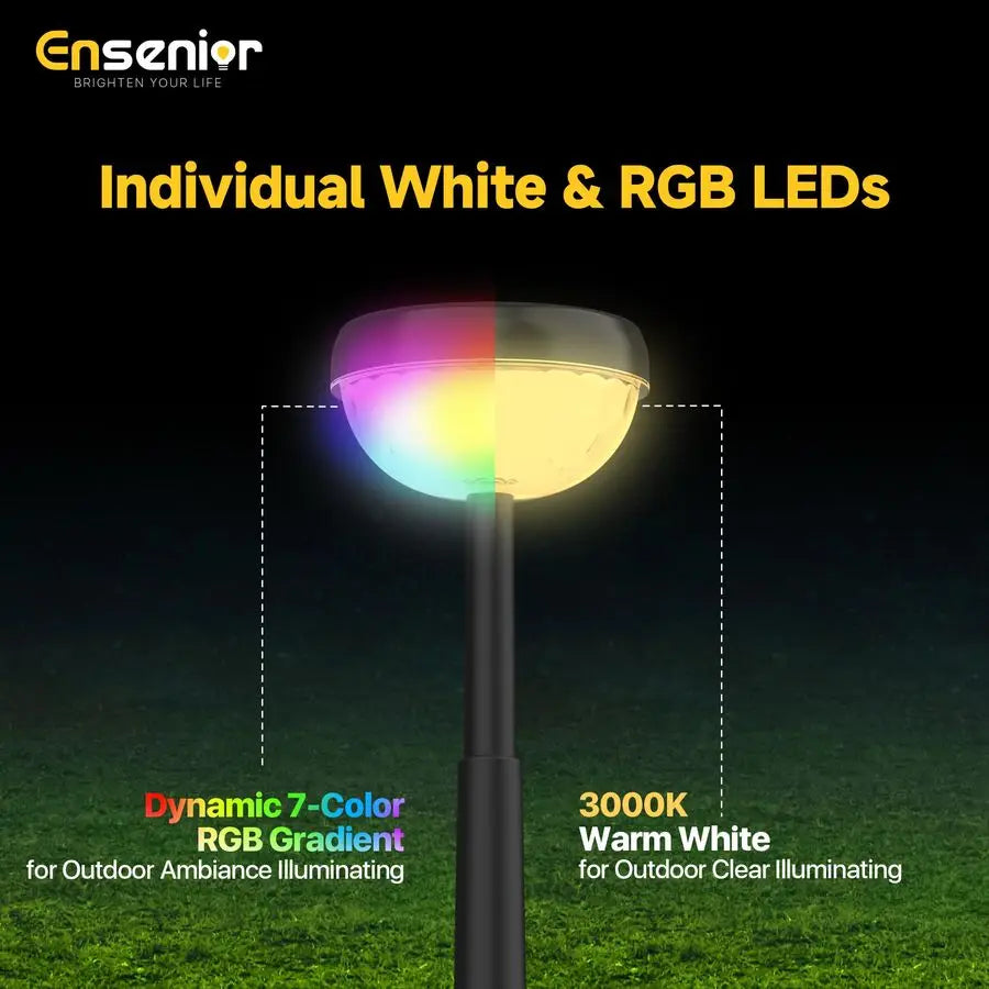 Color Changing Solar Lights Outdoor, Auto ON Off 3000K White Light amp RGB LED Solar Garden Lights, Halloween Christmas Landscap